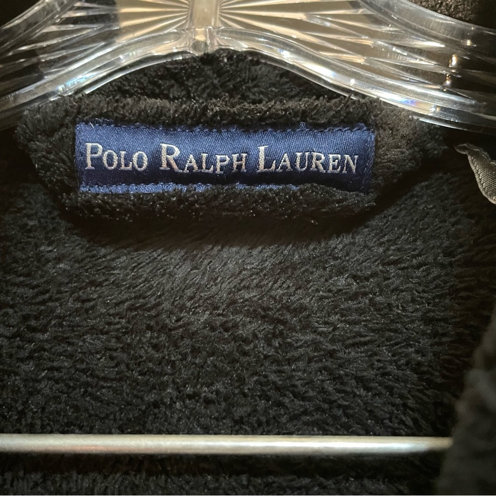 Polo Ralph Lauren Plush Velour Bath Robe Black Men's O/S Belted Pockets - Picture 8 of 12